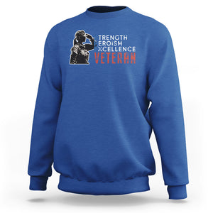 Female Veteran Sweatshirt Strength Heroism Excellence Women TS02 Royal Blue Printyourwear