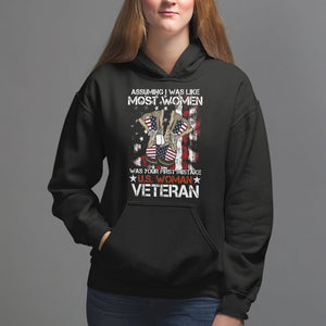 Female Veteran Hoodie Assuming I Was Like Most Women Was Your First Mistake American Flag Dog Tags And Combat Boots TS02 Black Printyourwear