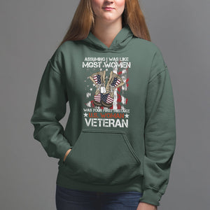 Female Veteran Hoodie Assuming I Was Like Most Women Was Your First Mistake American Flag Dog Tags And Combat Boots TS02 Dark Forest Green Printyourwear