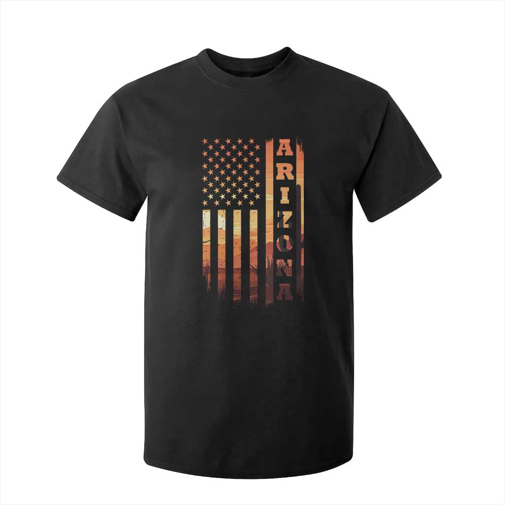 Patriotic Arizona Flag Sunset Graphic T Shirt For Kid American Flag Southwest Desert Saguaro Cactus State Pride Souvenir TS02 Black Print Your Wear