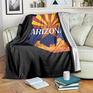 Arizona State Flag Map Graphic Throw Blanket Southwest Sunburst Cactus State Pride Souvenir TS02 Print Your Wear