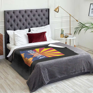 Arizona State Flag Map Graphic Throw Blanket Southwest Sunburst Cactus State Pride Souvenir TS02 Print Your Wear