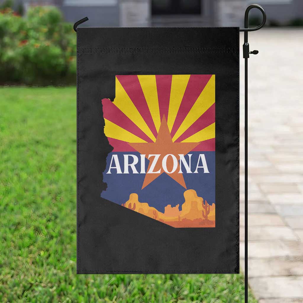 Arizona State Flag Map Graphic Garden Flag Southwest Sunburst Cactus State Pride Souvenir TS02 Print Your Wear