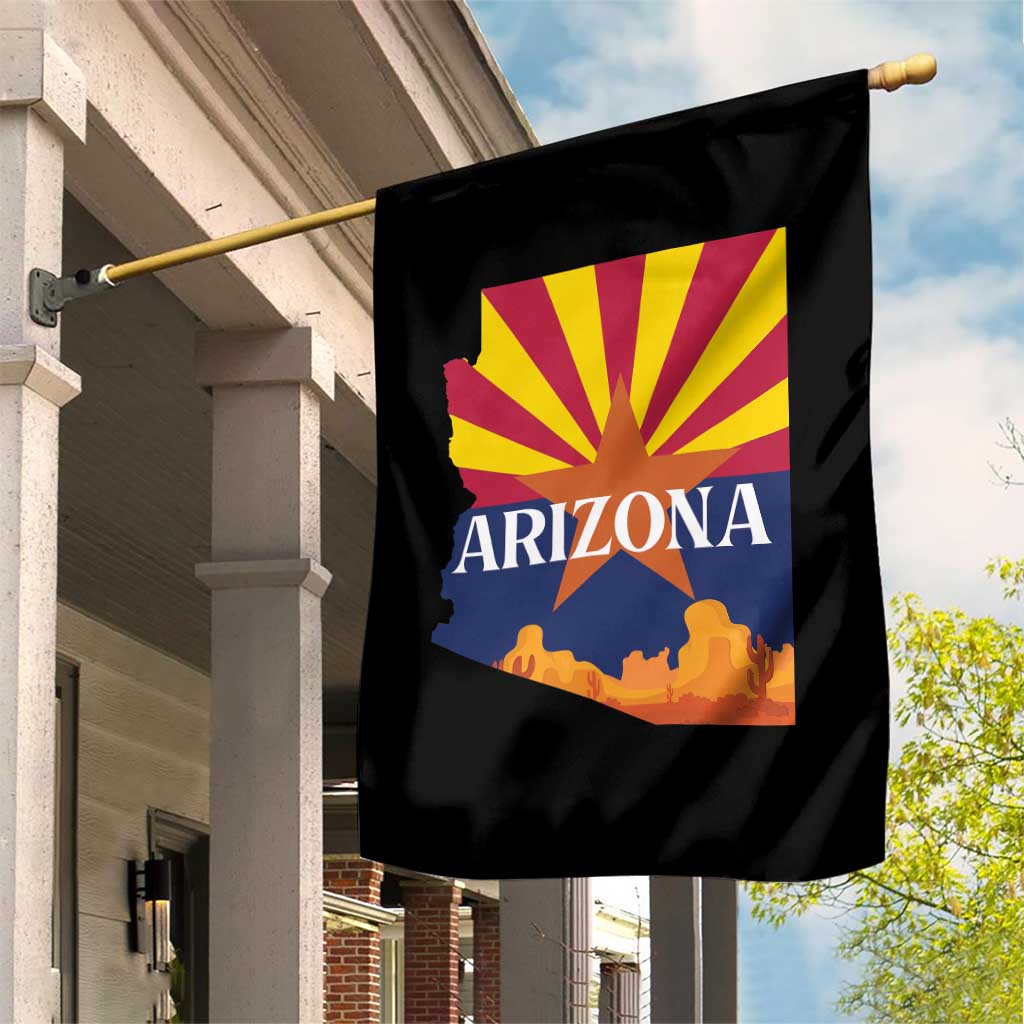 Arizona State Flag Map Graphic Garden Flag Southwest Sunburst Cactus State Pride Souvenir TS02 Print Your Wear