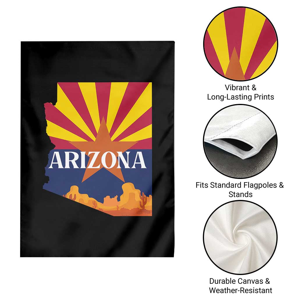 Arizona State Flag Map Graphic Garden Flag Southwest Sunburst Cactus State Pride Souvenir TS02 Print Your Wear
