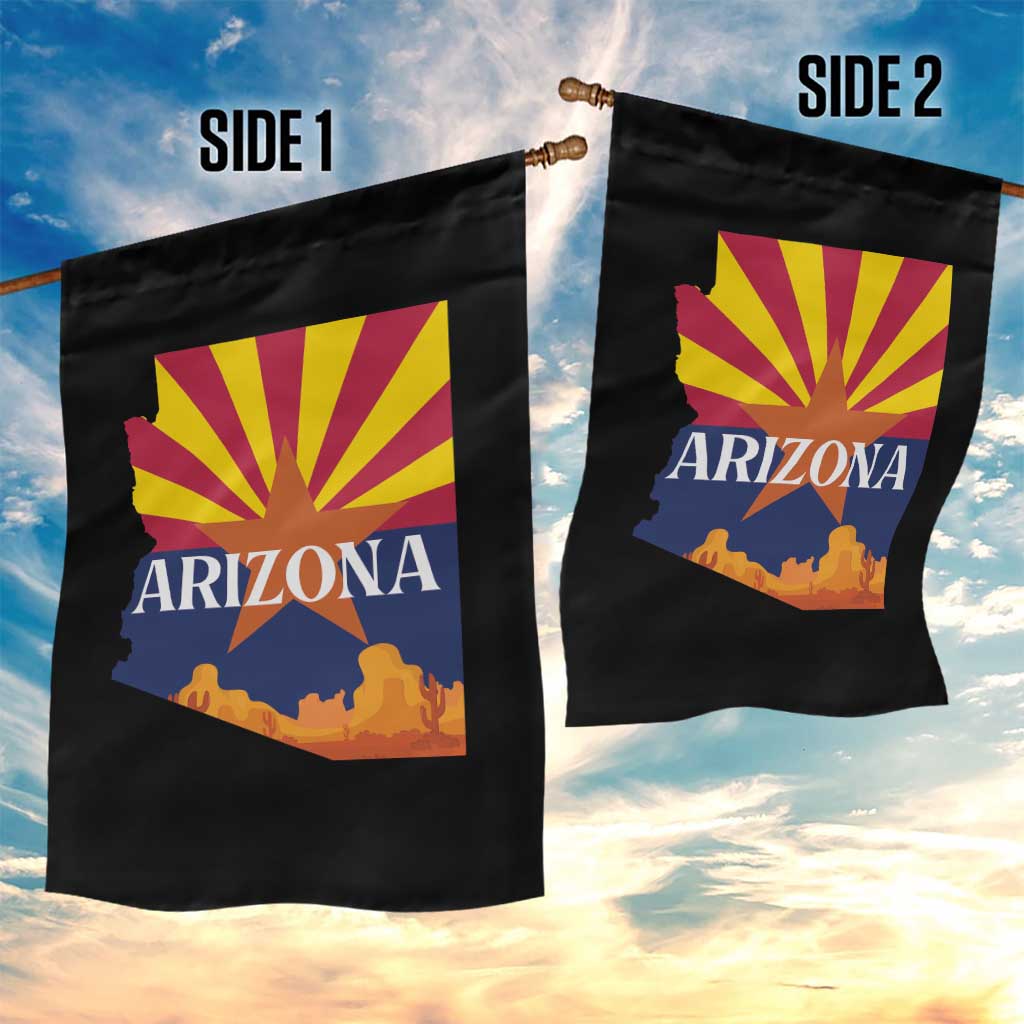 Arizona State Flag Map Graphic Garden Flag Southwest Sunburst Cactus State Pride Souvenir TS02 Print Your Wear