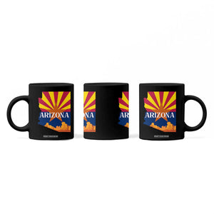 Arizona State Flag Map Graphic Coffee Mug Southwest Sunburst Cactus State Pride Souvenir TS02 Print Your Wear