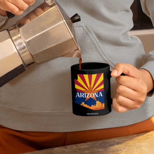 Arizona State Flag Map Graphic Coffee Mug Southwest Sunburst Cactus State Pride Souvenir TS02 Print Your Wear