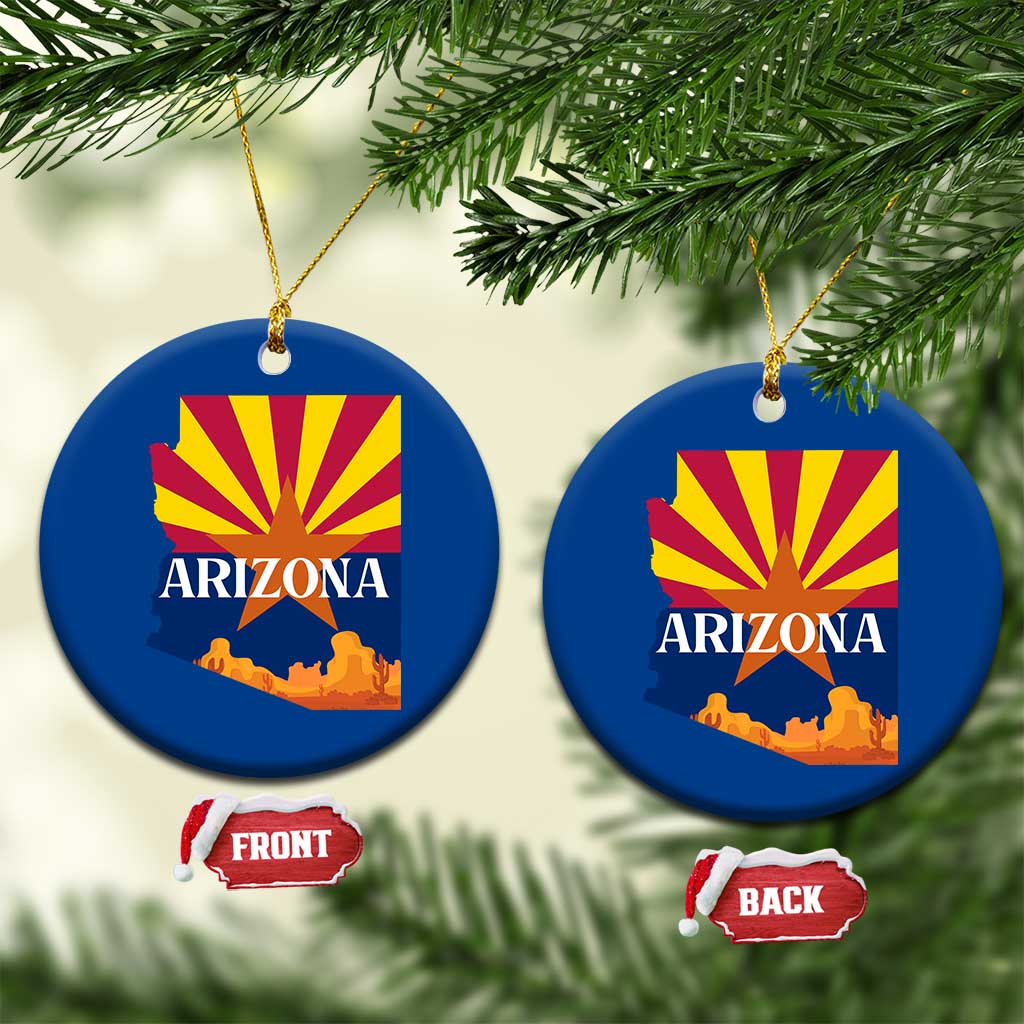 Arizona State Flag Map Graphic Ceramic Ornament Southwest Sunburst Cactus State Pride Souvenir TS02 1pc Blue Print Your Wear