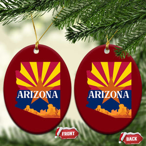 Arizona State Flag Map Graphic Ceramic Ornament Southwest Sunburst Cactus State Pride Souvenir TS02 Print Your Wear