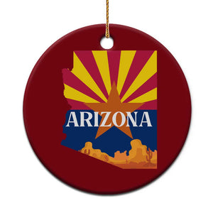Arizona State Flag Map Graphic Ceramic Ornament Southwest Sunburst Cactus State Pride Souvenir TS02 1pc Red Print Your Wear