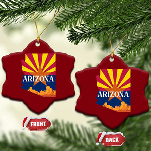 Arizona State Flag Map Graphic Ceramic Ornament Southwest Sunburst Cactus State Pride Souvenir TS02 Print Your Wear