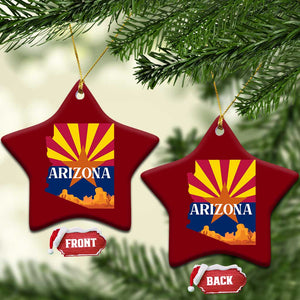 Arizona State Flag Map Graphic Ceramic Ornament Southwest Sunburst Cactus State Pride Souvenir TS02 Print Your Wear
