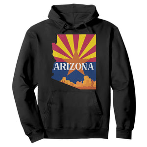 Arizona State Flag Map Graphic Hoodie Southwest Sunburst Cactus State Pride Souvenir TS02 Black Print Your Wear