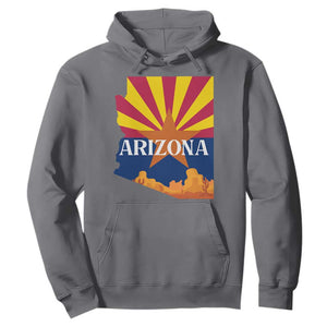 Arizona State Flag Map Graphic Hoodie Southwest Sunburst Cactus State Pride Souvenir TS02 Charcoal Print Your Wear