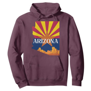 Arizona State Flag Map Graphic Hoodie Southwest Sunburst Cactus State Pride Souvenir TS02 Maroon Print Your Wear