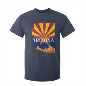 Arizona State Flag Map Graphic T Shirt For Kid Southwest Sunburst Cactus State Pride Souvenir TS02 Navy Print Your Wear
