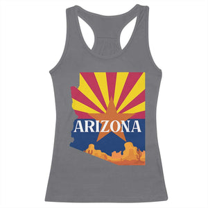 Arizona State Flag Map Graphic Racerback Tank Top Southwest Sunburst Cactus State Pride Souvenir TS02 Charcoal Print Your Wear