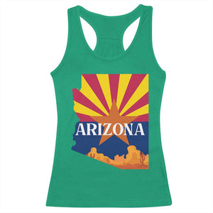 Arizona State Flag Map Graphic Racerback Tank Top Southwest Sunburst Cactus State Pride Souvenir TS02 Irish Green Print Your Wear