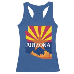 Arizona State Flag Map Graphic Racerback Tank Top Southwest Sunburst Cactus State Pride Souvenir TS02 Royal Blue Print Your Wear