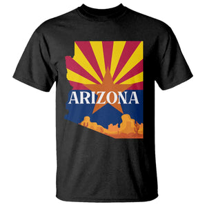 Arizona State Flag Map Graphic T Shirt Southwest Sunburst Cactus State Pride Souvenir TS02 Black Print Your Wear