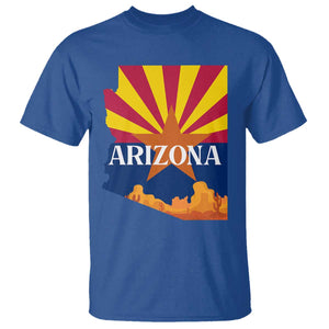 Arizona State Flag Map Graphic T Shirt Southwest Sunburst Cactus State Pride Souvenir TS02 Royal Blue Print Your Wear