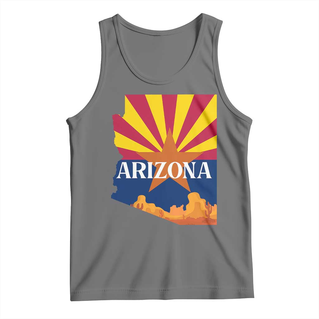 Arizona State Flag Map Graphic Tank Top Southwest Sunburst Cactus State Pride Souvenir TS02 Black Heather Print Your Wear