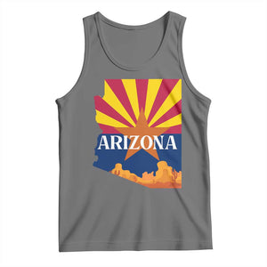 Arizona State Flag Map Graphic Tank Top Southwest Sunburst Cactus State Pride Souvenir TS02 Black Heather Print Your Wear