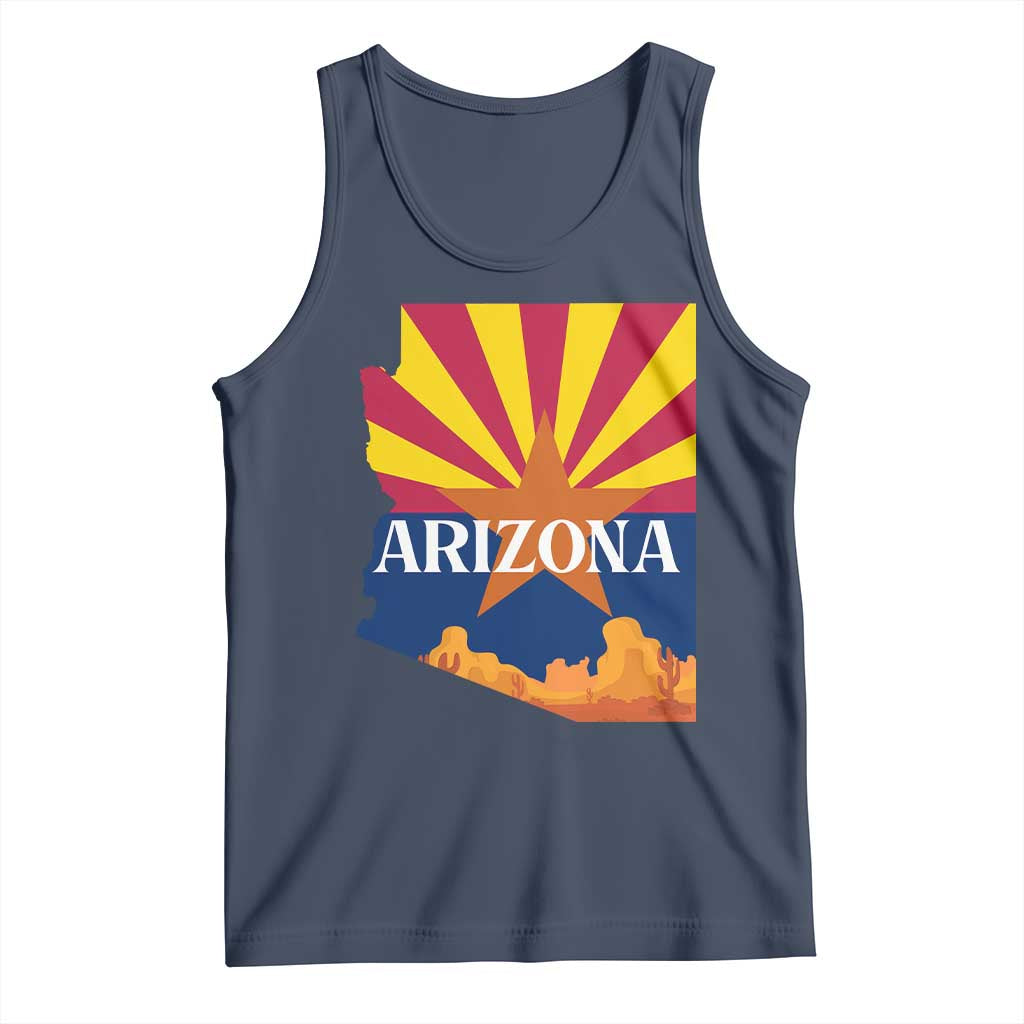 Arizona State Flag Map Graphic Tank Top Southwest Sunburst Cactus State Pride Souvenir TS02 Navy Print Your Wear