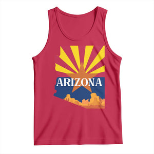 Arizona State Flag Map Graphic Tank Top Southwest Sunburst Cactus State Pride Souvenir TS02 Red Print Your Wear