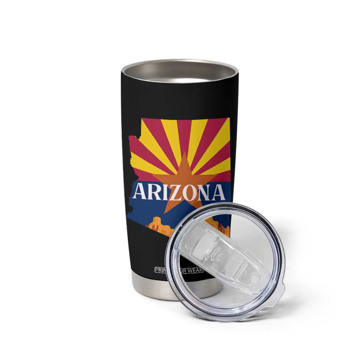 Arizona State Flag Map Graphic Tumbler Cup Southwest Sunburst Cactus State Pride Souvenir TS02 Print Your Wear