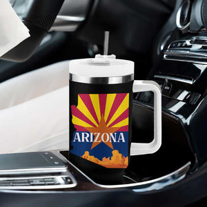 Arizona State Flag Map Graphic Tumbler With Handle Southwest Sunburst Cactus State Pride Souvenir TS02 Print Your Wear