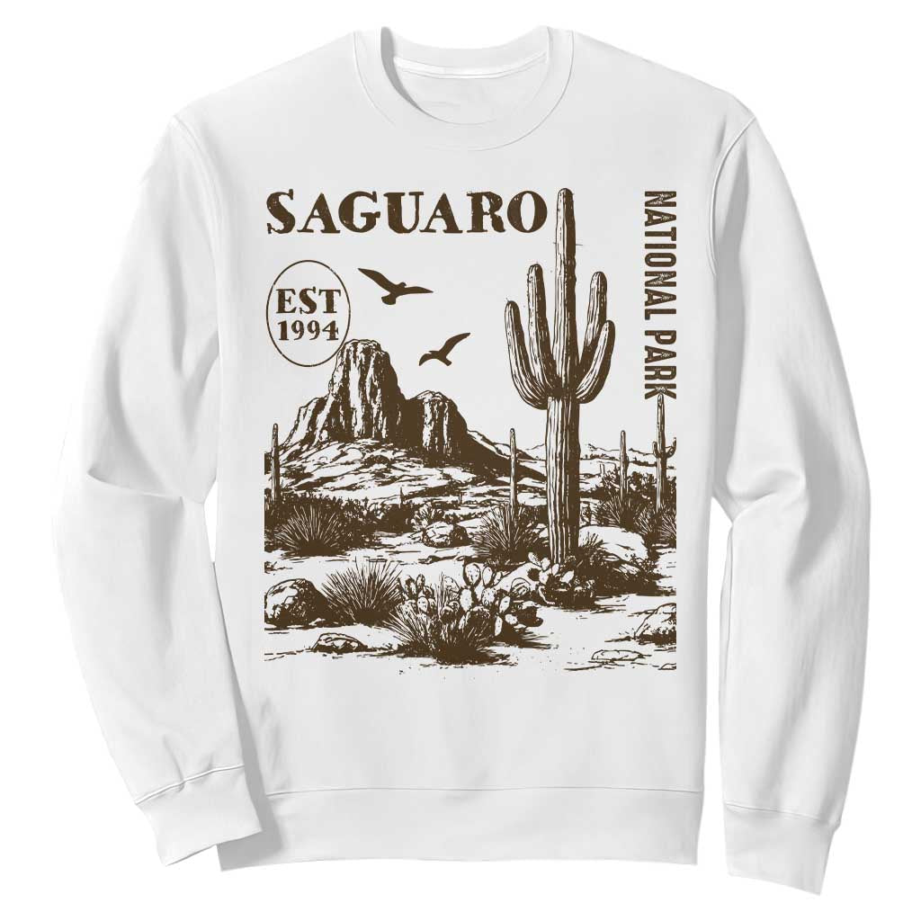 Vintage Saguaro National Park Est 1994 Graphic Sweatshirt Retro Arizona Desert Mountain Hiking Souvenir TS02 White Print Your Wear