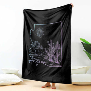 Glowing Arizona State Map Outline Graphic Throw Blanket Neon Gradient Cactus Desert Travel Souvenir TS02 Print Your Wear