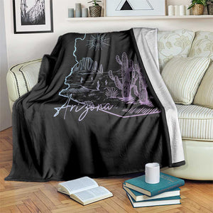 Glowing Arizona State Map Outline Graphic Throw Blanket Neon Gradient Cactus Desert Travel Souvenir TS02 Print Your Wear