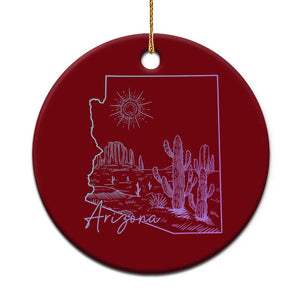 Glowing Arizona State Map Outline Graphic Ceramic Ornament Neon Gradient Cactus Desert Travel Souvenir TS02 1pc Red Print Your Wear