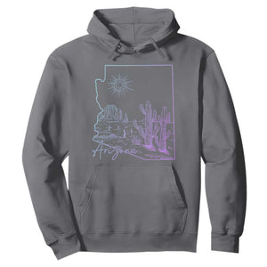 Glowing Arizona State Map Outline Graphic Hoodie Neon Gradient Cactus Desert Travel Souvenir TS02 Charcoal Print Your Wear