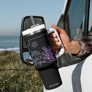 Glowing Arizona State Map Outline Graphic Tumbler With Handle Neon Gradient Cactus Desert Travel Souvenir TS02 Print Your Wear