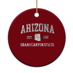 Vintage Distressed Arizona Grand Canyon State Graphic Ceramic Ornament Retro 1912 Varsity Map Souvenir TS02 1pc Red Print Your Wear