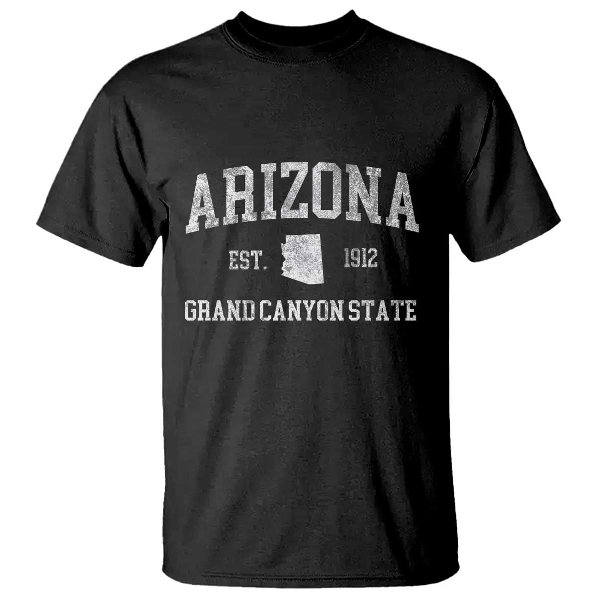 Vintage Distressed Arizona Grand Canyon State Graphic T Shirt Retro 1912 Varsity Map Souvenir TS02 Black Print Your Wear