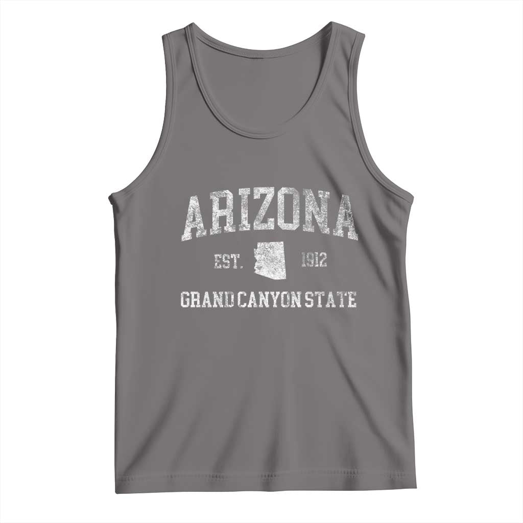 Vintage Distressed Arizona Grand Canyon State Graphic Tank Top Retro 1912 Varsity Map Souvenir TS02 Deep Heather Print Your Wear