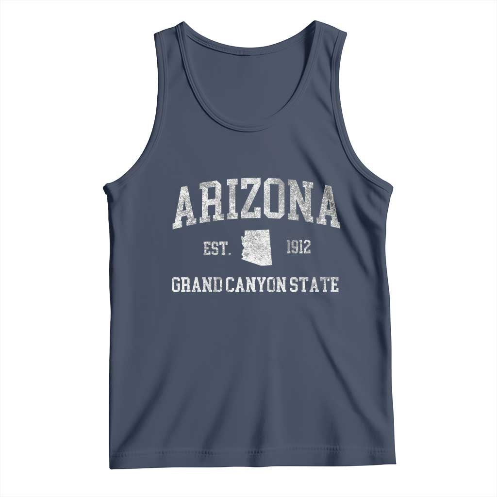 Vintage Distressed Arizona Grand Canyon State Graphic Tank Top Retro 1912 Varsity Map Souvenir TS02 Navy Print Your Wear
