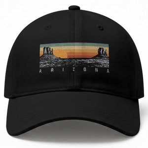 Retro Arizona Sunset Monument Valley Graphic Baseball Cap Panoramic Desert Red Rocks Landscape Souvenir TS02 Print Your Wear