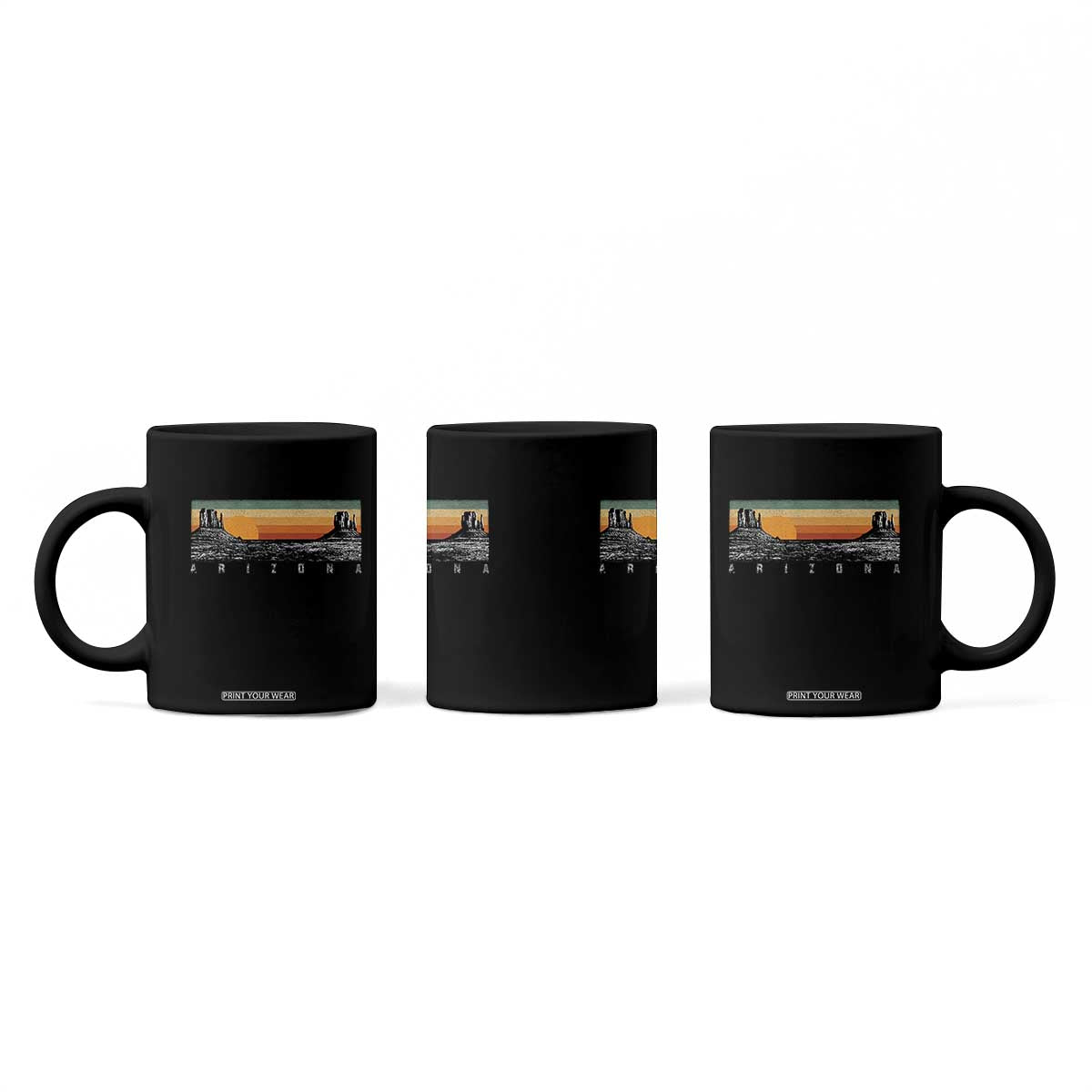 Retro Arizona Sunset Monument Valley Graphic Coffee Mug Panoramic Desert Red Rocks Landscape Souvenir TS02 Print Your Wear