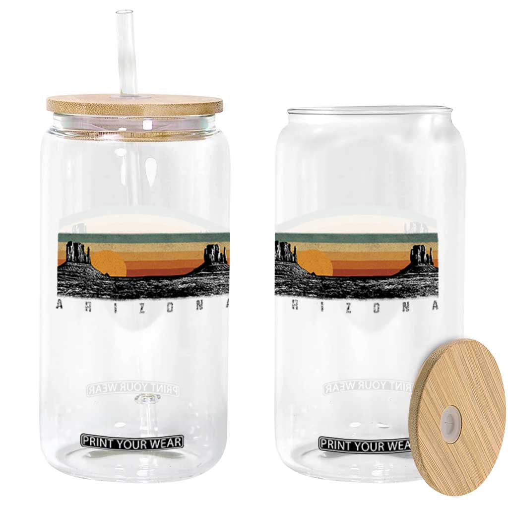 Retro Arizona Sunset Monument Valley Graphic Glass Can Panoramic Desert Red Rocks Landscape Souvenir TS02 Print Your Wear