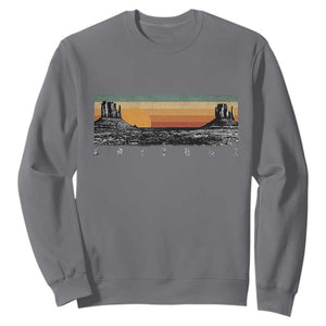 Retro Arizona Sunset Monument Valley Graphic Sweatshirt Panoramic Desert Red Rocks Landscape Souvenir TS02 Charcoal Print Your Wear