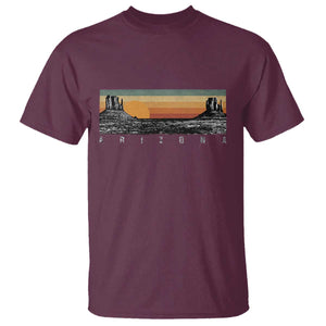 Retro Arizona Sunset Monument Valley Graphic T Shirt Panoramic Desert Red Rocks Landscape Souvenir TS02 Maroon Print Your Wear