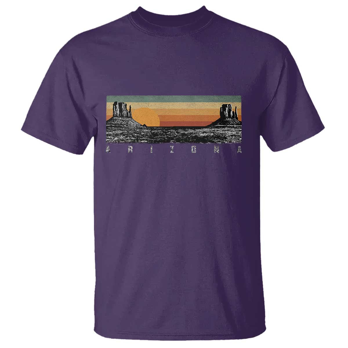 Retro Arizona Sunset Monument Valley Graphic T Shirt Panoramic Desert Red Rocks Landscape Souvenir TS02 Purple Print Your Wear