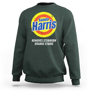 Funny Kamala Harris 2024 Sweatshirt Madam President Removes Stubborn Orange Stains TS02 Dark Forest Green Print Your Wear