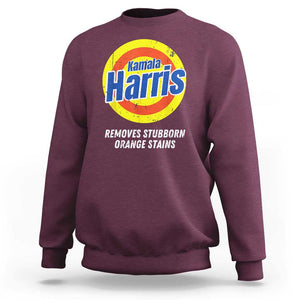 Funny Kamala Harris 2024 Sweatshirt Madam President Removes Stubborn Orange Stains TS02 Maroon Print Your Wear